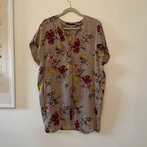 Zara Satin Floral Midi Dress